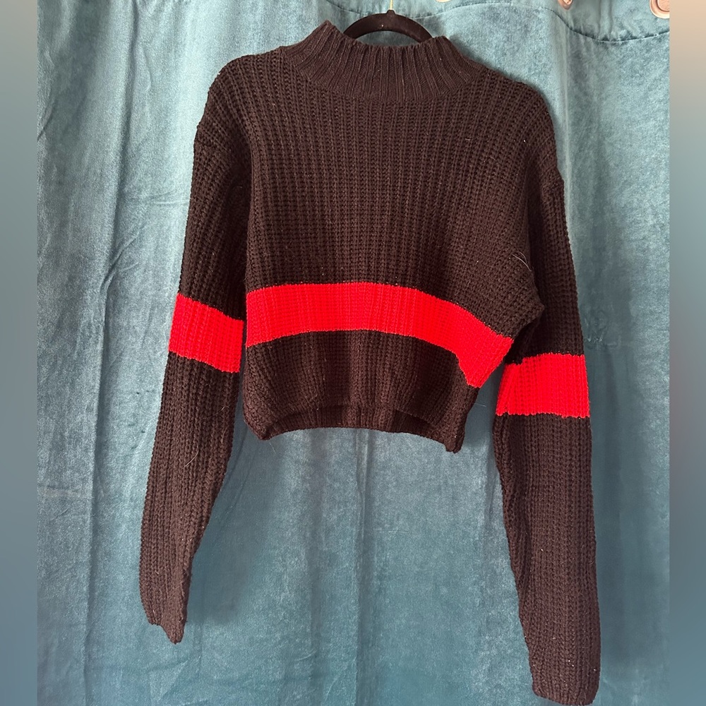 Cropped Black Knit Sweater